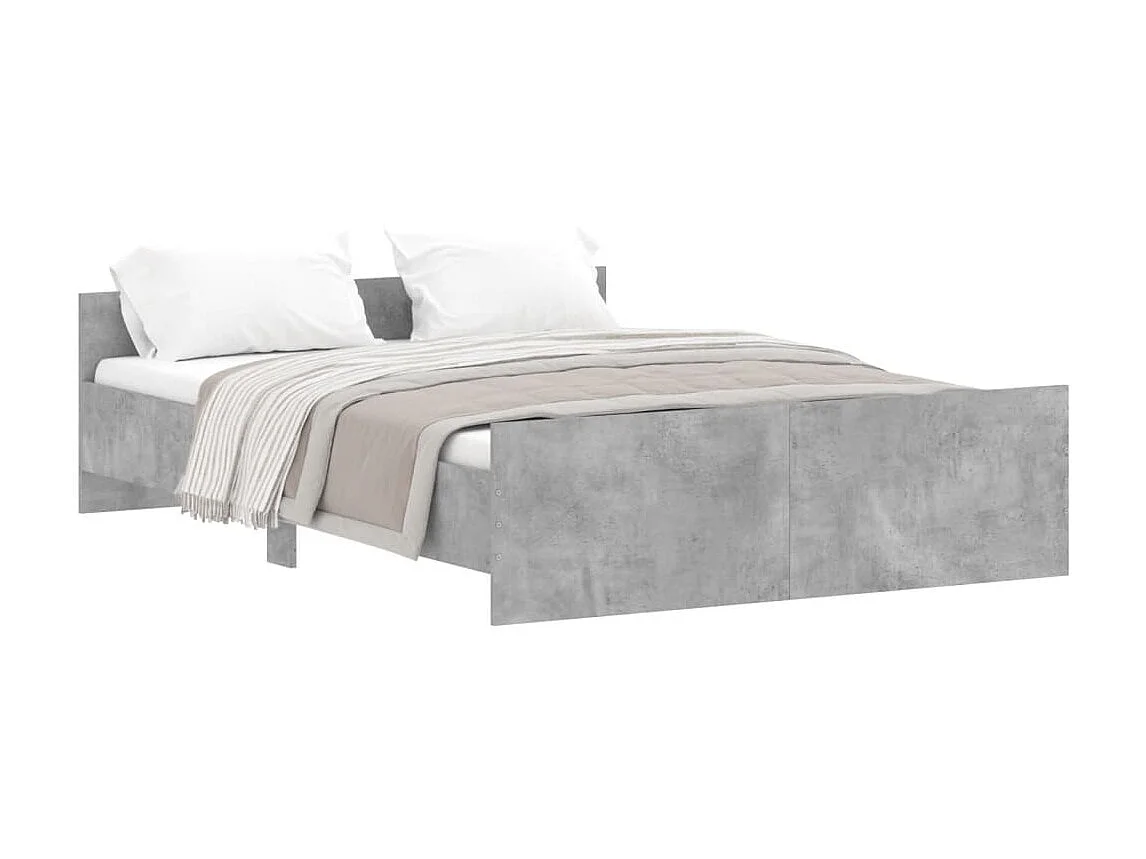 Lit-140x190 cm tête de lit et pied de lit gris béton EGGB47571