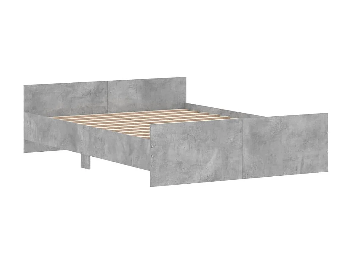 Lit-140x190 cm tête de lit et pied de lit gris béton EGGB47571