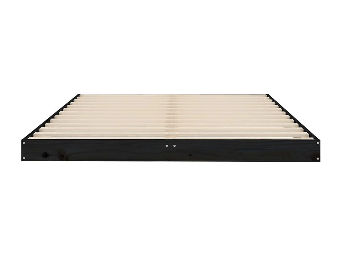 Cama de casal pequena 120x190 cm pinho maciço preto PT679018