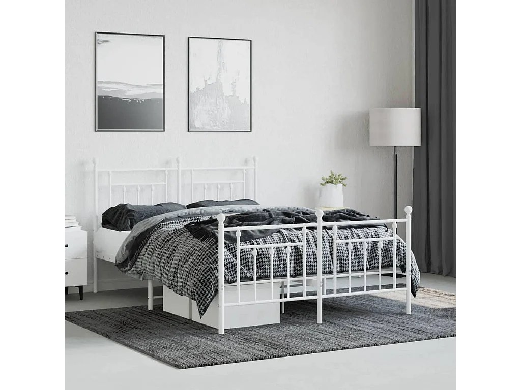 Bedframe met hoofd- en voeteneinde metaal wit 140x190 cm NL30467