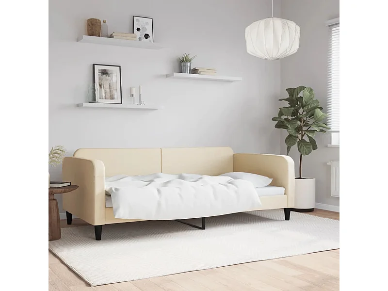 Lit-100x200 cm de repos crème tissu EGGB22443