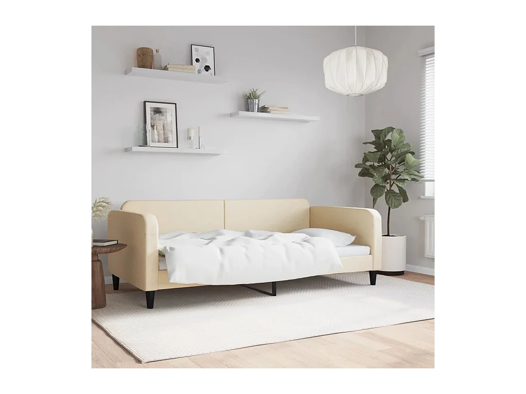 Lit-100x200 cm de repos crème tissu EGGB22443