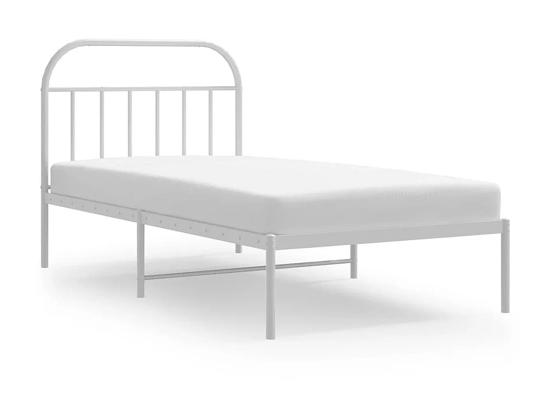 Lit-100x190 cm métal avec tête de lit blanc EGGB32140