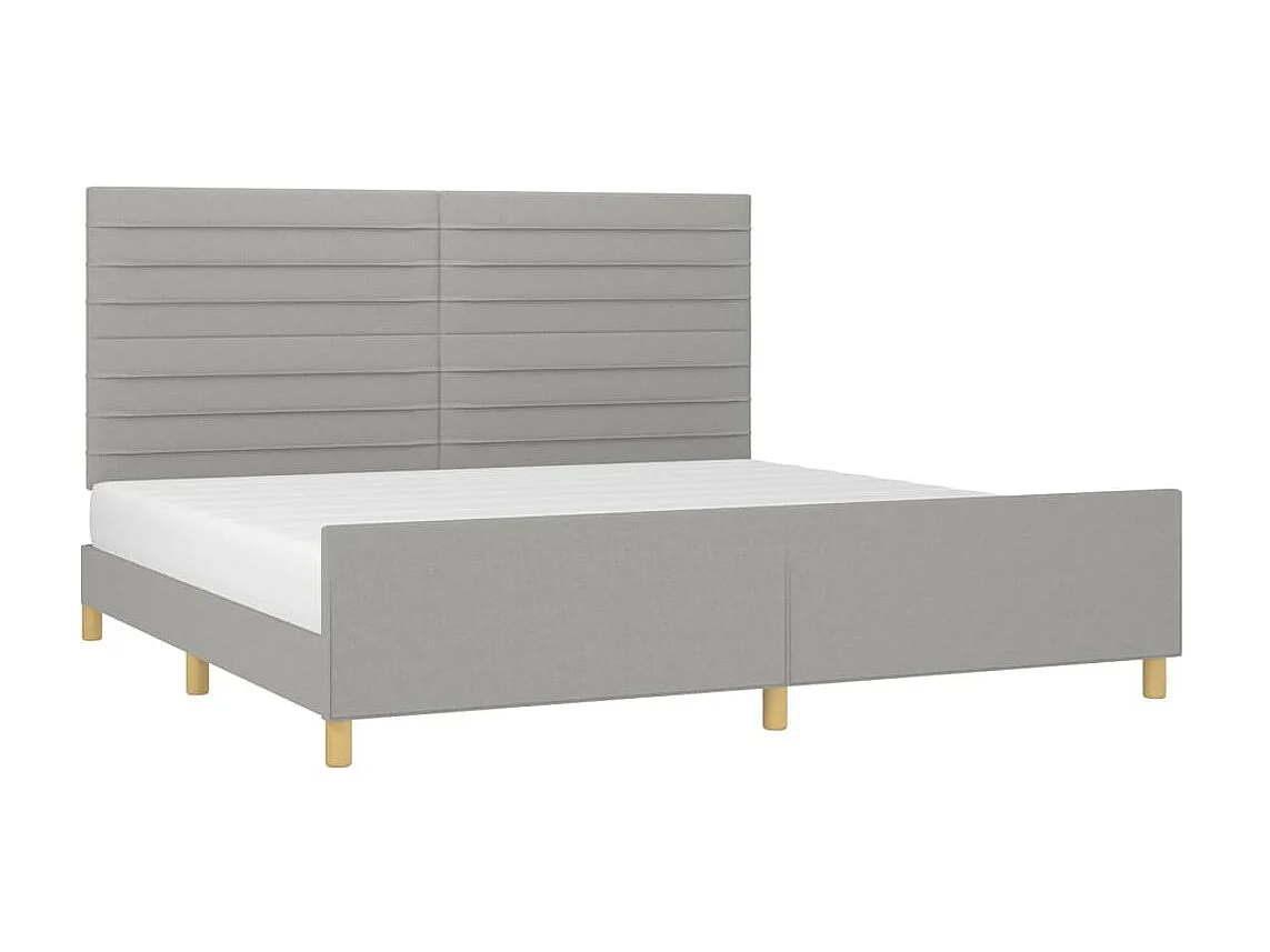 Lit-200x200 cm avec tête de lit Gris clair Tissu EGGB31705