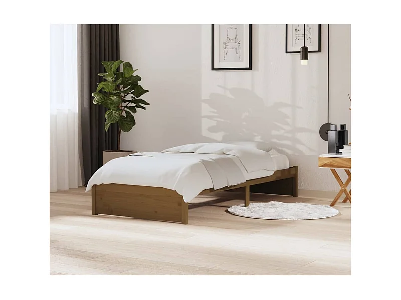 Lit-90x200 cm Marron miel Bois massif EGGB41545