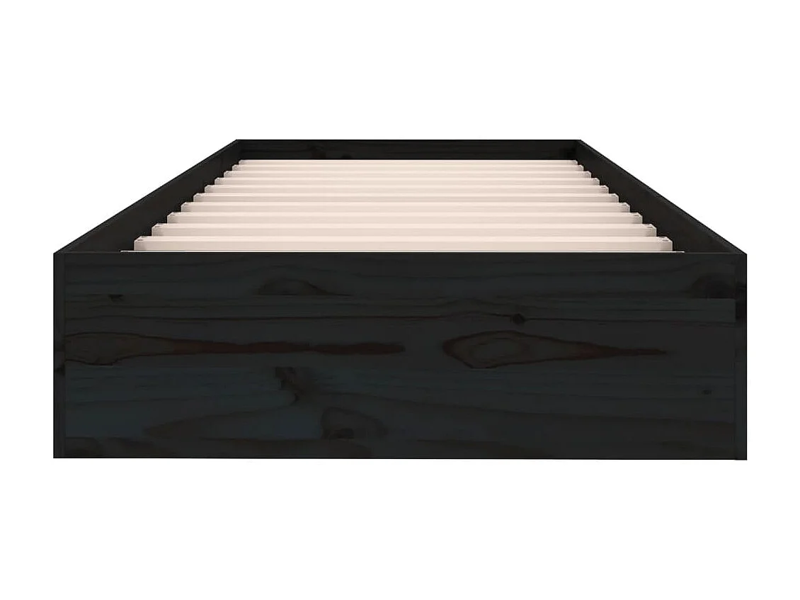 Lit-75x190 cm Noir Bois massif Petit simple EGGB53792