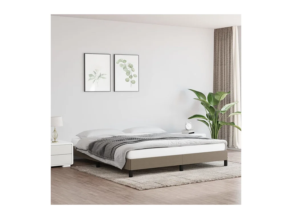 Lit-160x200 cm Taupe Tissu EGGB51788