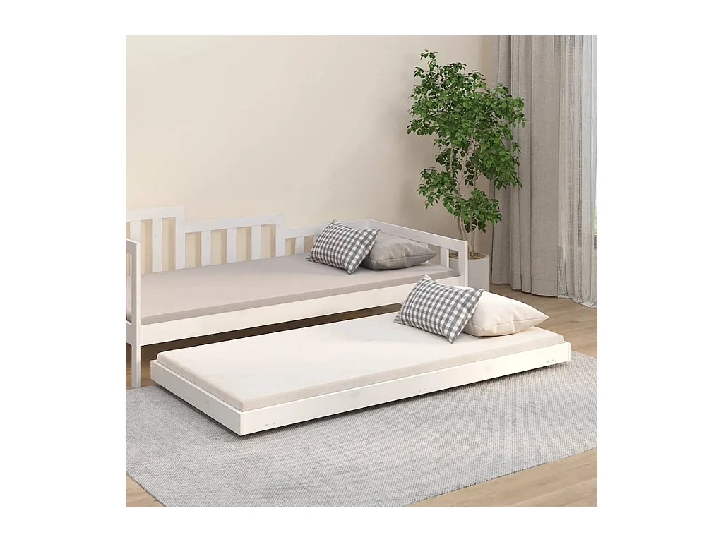 Lit-75x190 cm Blanc Bois de pin massif EGGB69270