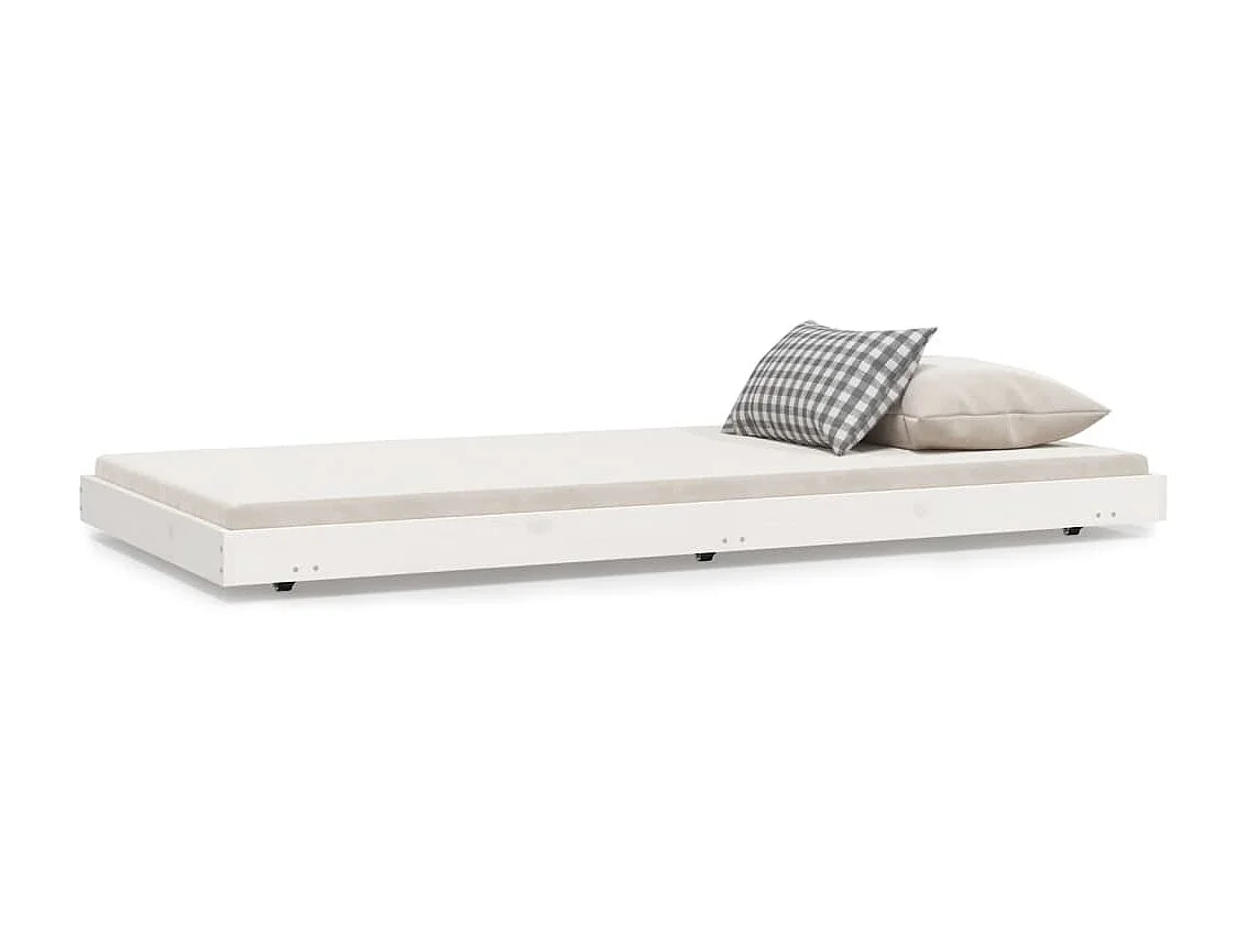 Cama 75x190 cm madeira de pinho maciça branco PT918816