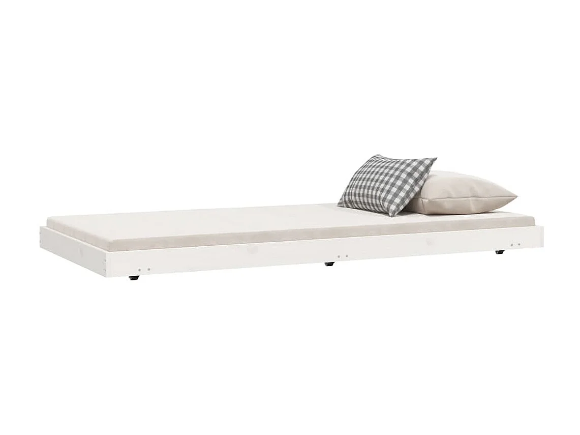 Cama 75x190 cm madeira de pinho maciça branco PT918816