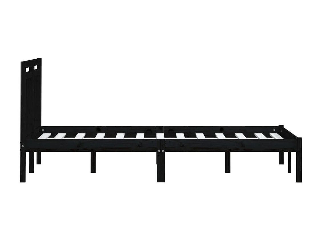Lit-200x200 cm Noir Bois de pin massif EGGB77424