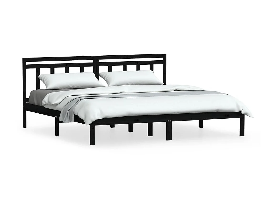 Lit-200x200 cm Noir Bois de pin massif EGGB77424