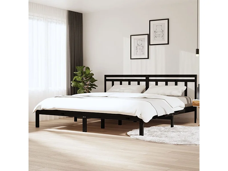 Bedframe massief grenenhout zwart 200x200 cm NL21698