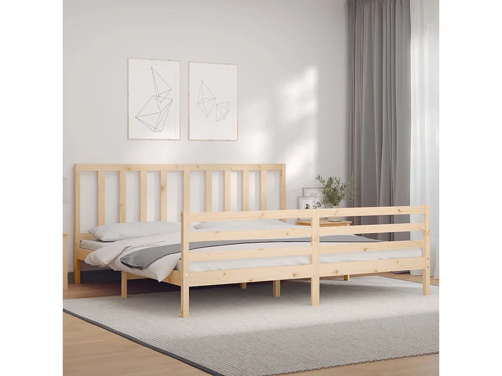 Lit-200x200 cm avec tête de lit bois massif EGGB90187