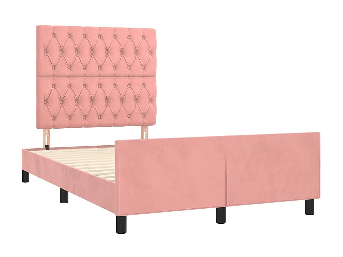Cama de adulto c/ cabeceira 120x200 cm veludo rosa PT931845