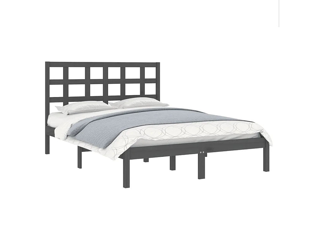 Bedframe massief hout grijs 200x200 cm NL16847