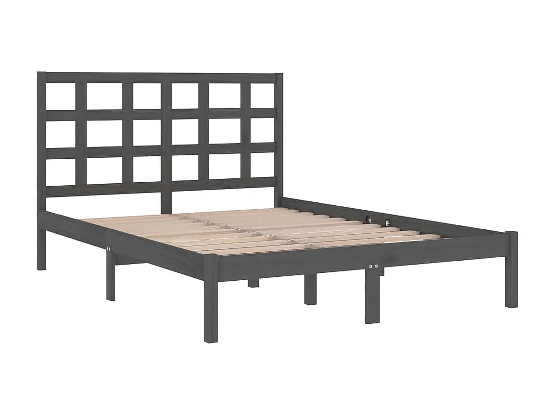 Bedframe massief hout grijs 200x200 cm NL16847