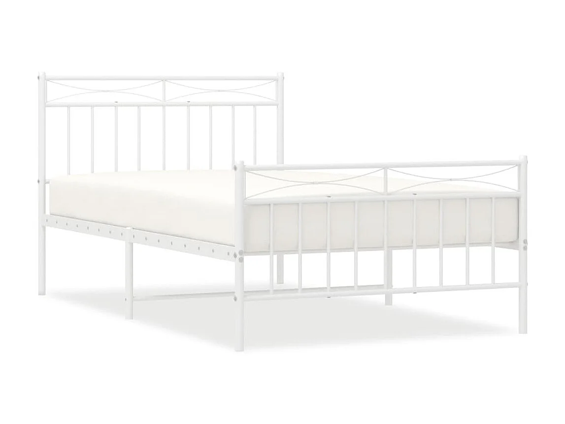 Lit-107x203 cm métal avec tête de lit/pied de lit blanc EGGB61116