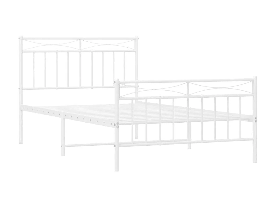 Cama com cabeceira e pés 107x203 cm metal branco PT303460