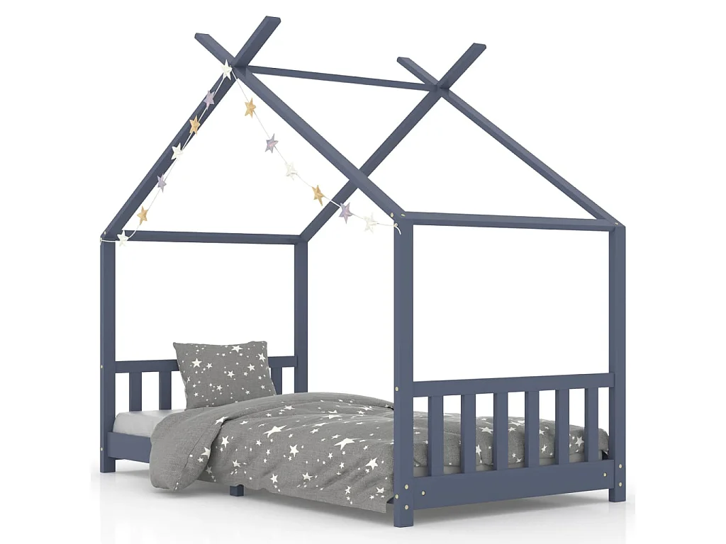 Kinderbedframe massief grenenhout grijs 90x200 cm NL19529
