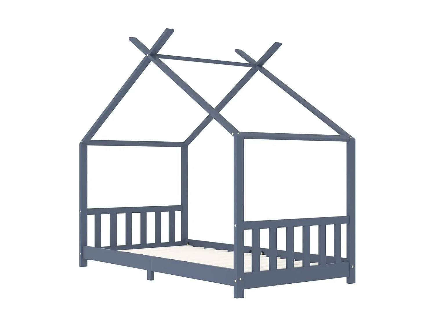 Kinderbedframe massief grenenhout grijs 90x200 cm NL19529