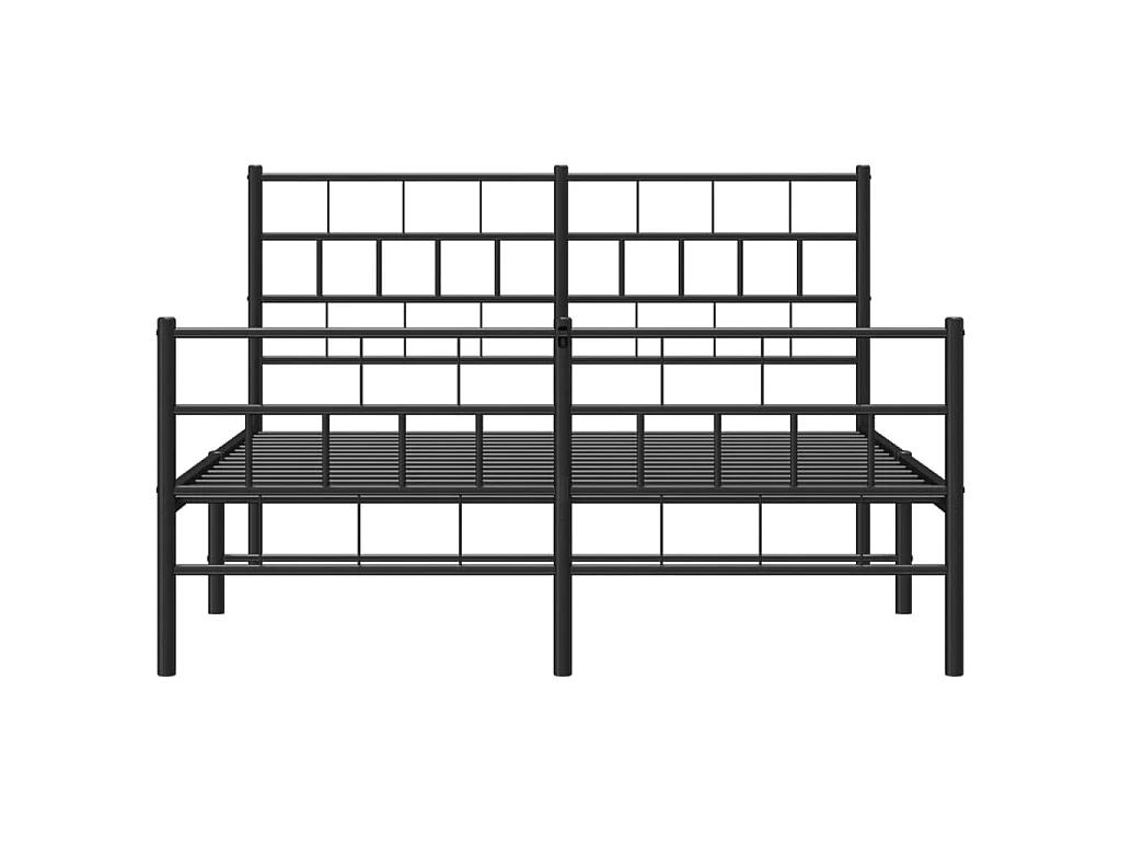 Lit-120x190 cm métal avec tête de lit/pied de lit noir EGGB12719
