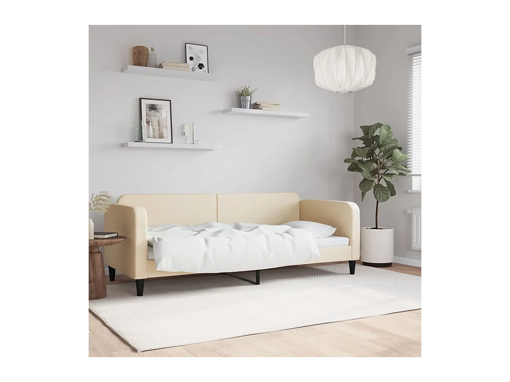 Lit-80x200 cm de repos crème tissu EGGB67890