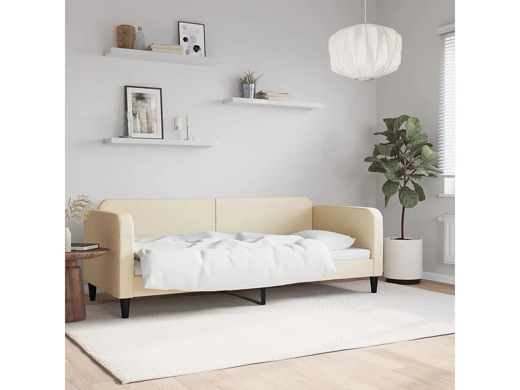 Lit-80x200 cm de repos crème tissu EGGB67890