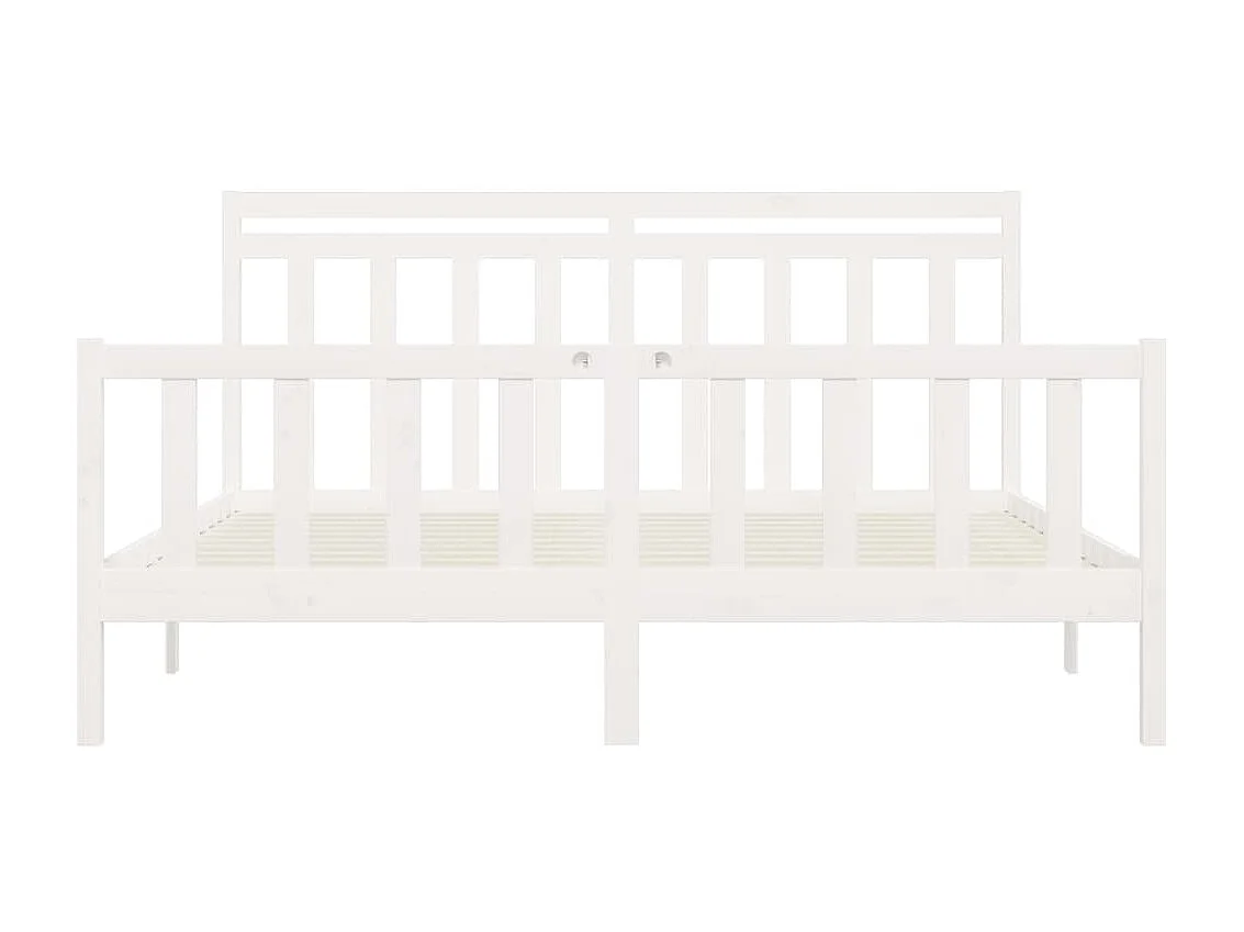 Cama 200x200 cm madeira de pinho maciça branco PT345408