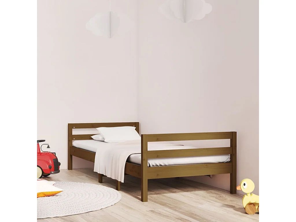 Lit-75x190 cm Marron miel Bois de pin massif EGGB95998