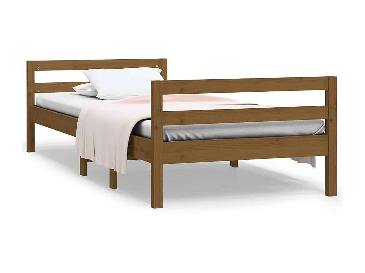 Lit-75x190 cm Marron miel Bois de pin massif EGGB95998