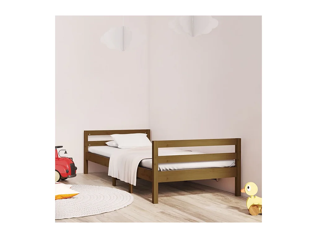 Lit-75x190 cm Marron miel Bois de pin massif EGGB95998
