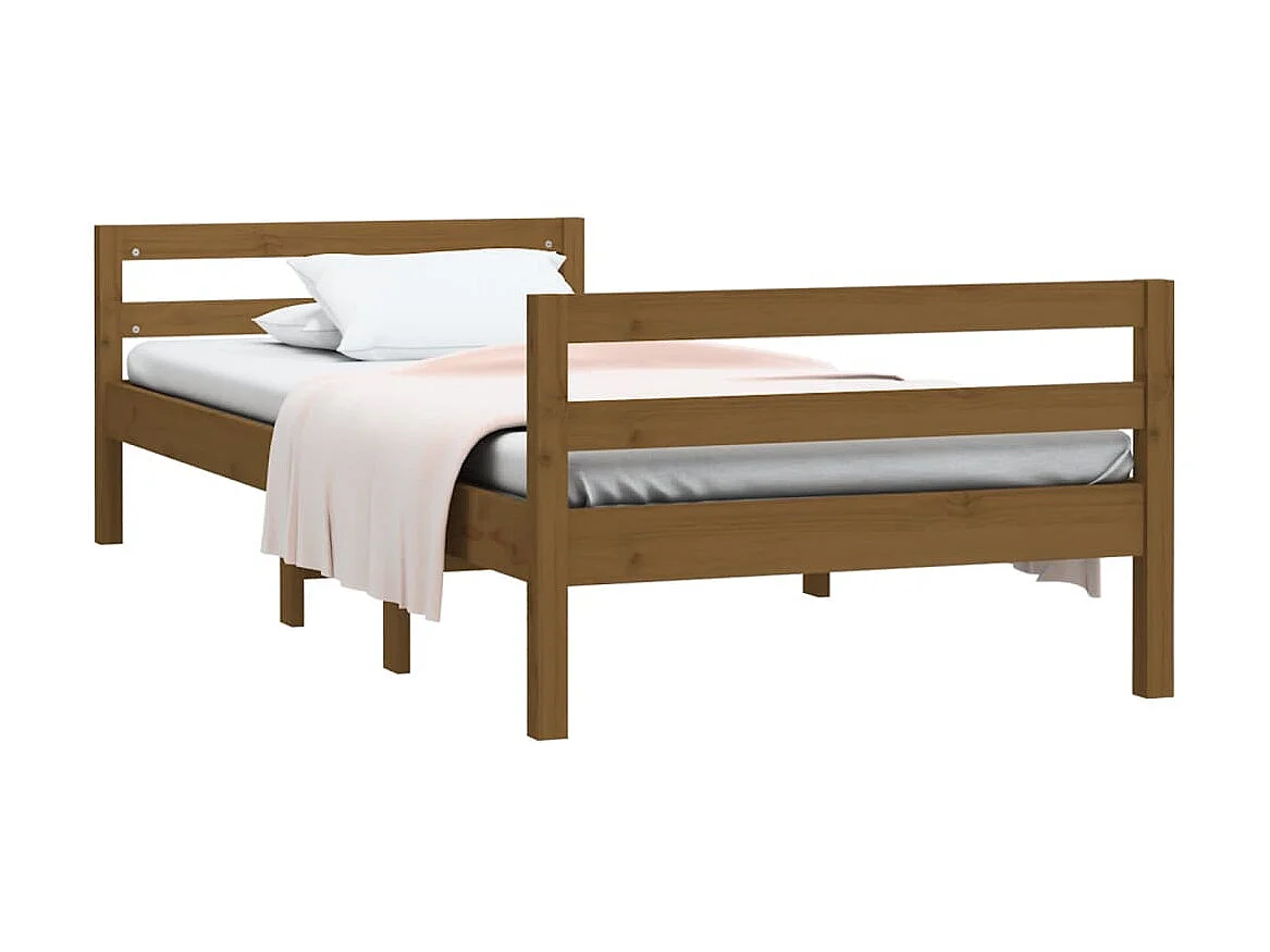 Bedframe 75x190 cm massief grenenhout honingbruin NL96477