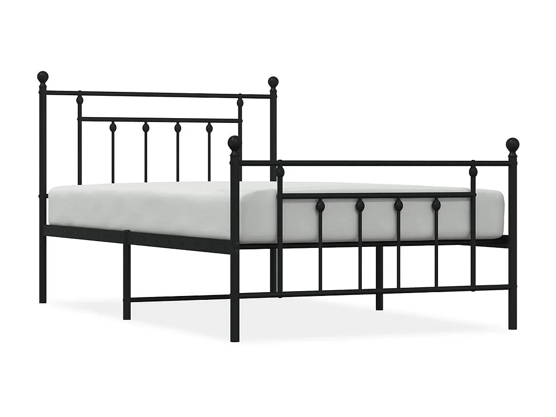 Lit-107x203 cm métal avec tête de lit/pied de lit noir EGGB73375