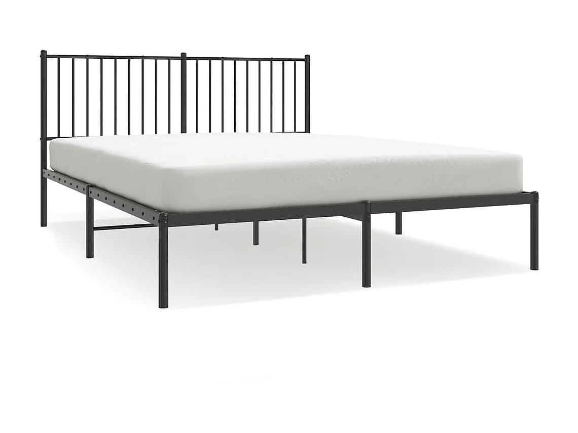 Lit-150x200 cm métal avec tête de lit noir EGGB80736