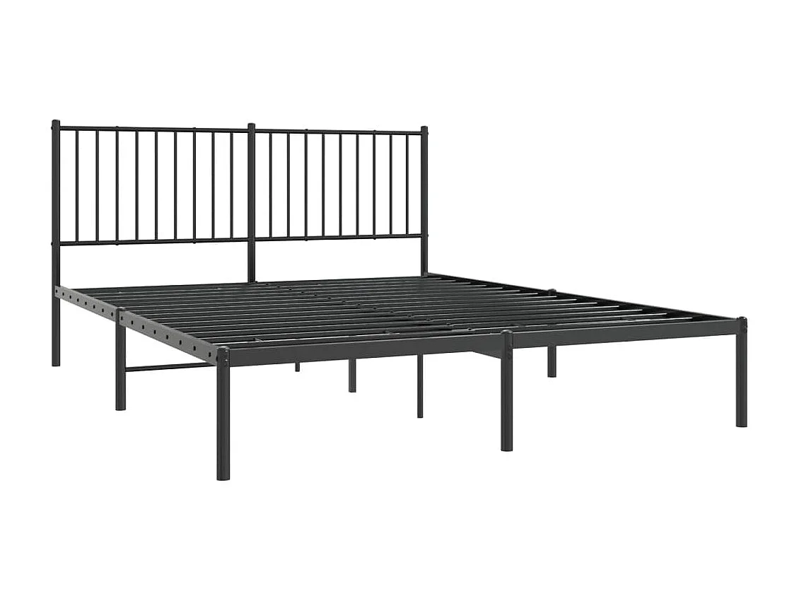 Lit-150x200 cm métal avec tête de lit noir EGGB80736