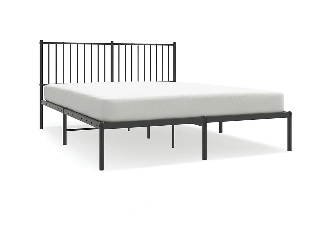 Cama 150x200 cm con cabecero metal negro ES34957