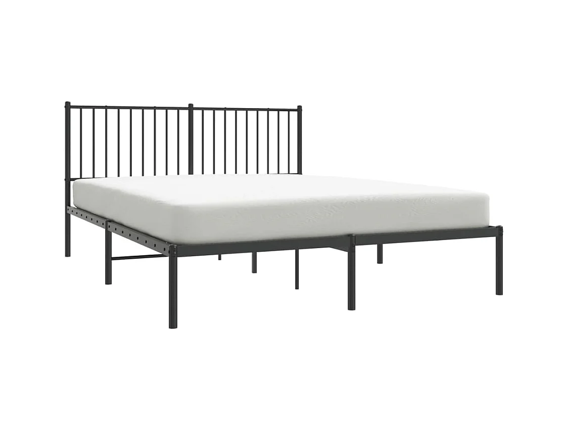 Cama 150x200 cm con cabecero metal negro ES34957