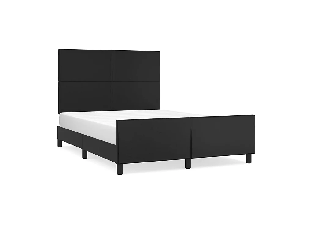 Cama 140x190 cm con cabecero cuero sintético negro ES85261