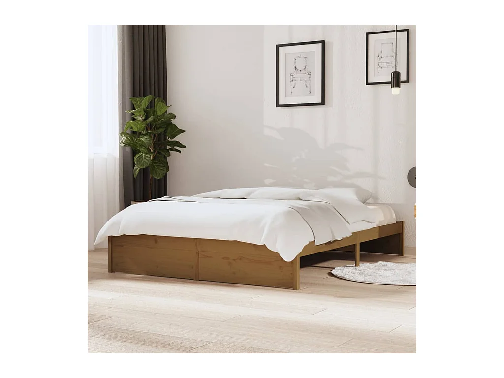 Lit-140x190 cm Marron miel Bois massif EGGB29928