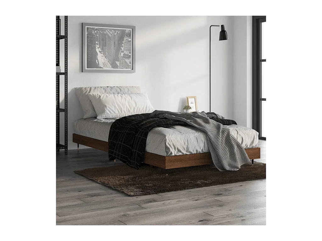Cama 100x200cm derivados de madeira carvalho castanho PT788644