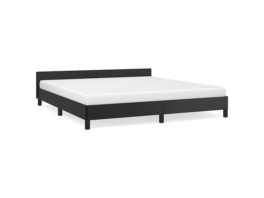 Cama c/ cabeceira 180x200cm couro artificial preto PT533896