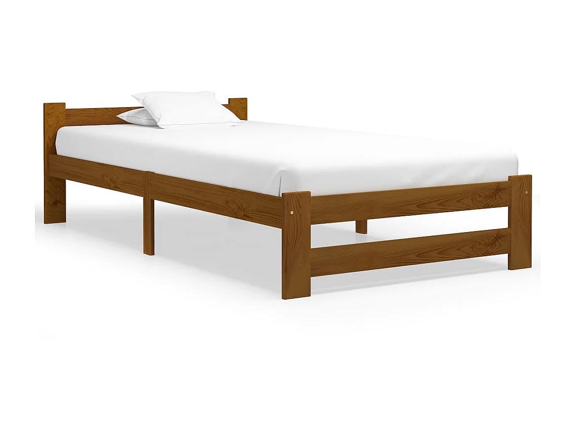Cama 100x200 cm madeira pinho maciço castanho mel PT956269