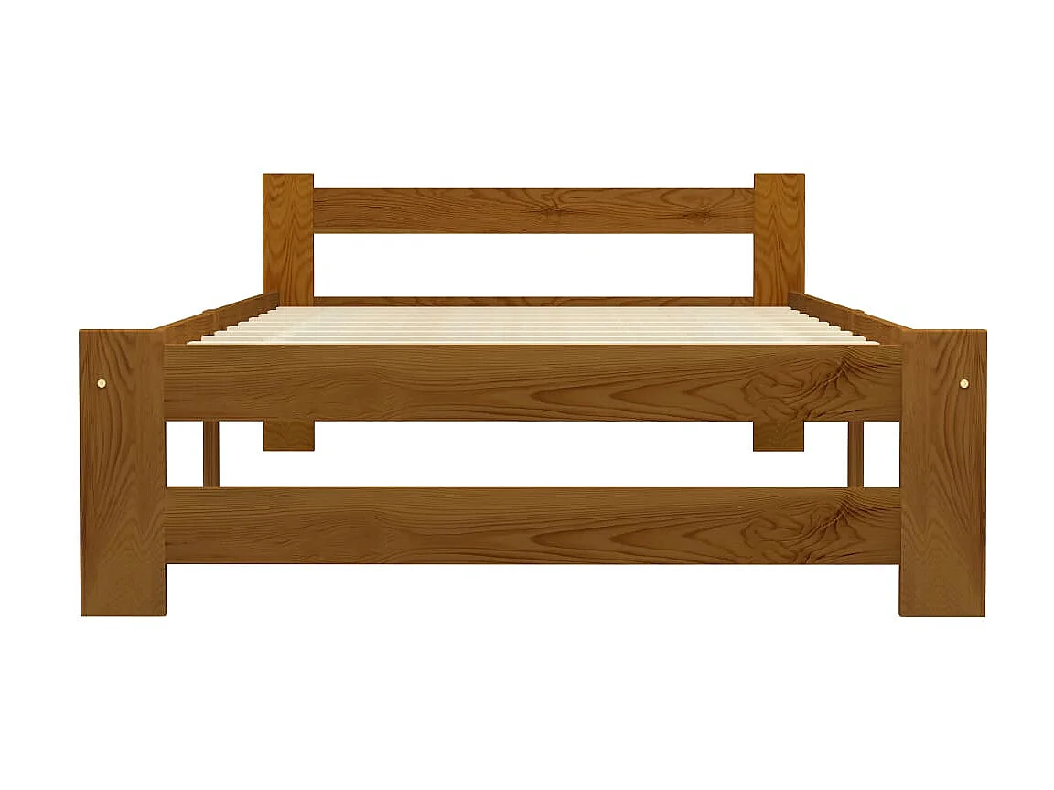 Lit-100x200 cm Marron miel Bois de pin massif EGGB68268