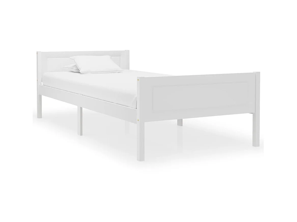 Lit-100x200 cm Bois de pin massif Blanc EGGB47301