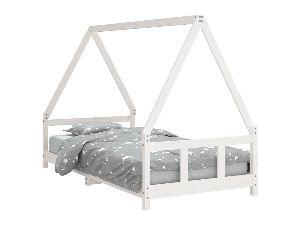 Kinderbedframe 90x190 cm massief grenenhout wit NL15164