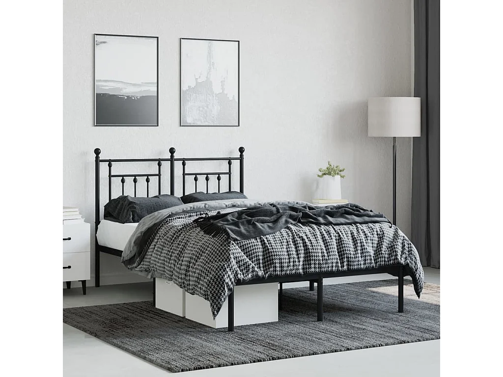 Cama com cabeceira 120x200 cm metal preto PT254884