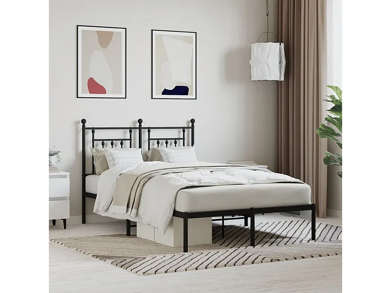 Cama 120x200 cm con cabecero metal negro ES16698