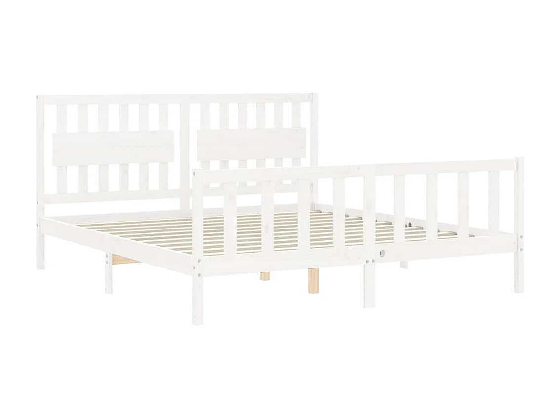 Lit-180x200 cm avec tête de lit blanc Super King Size bois massif EGGB36792