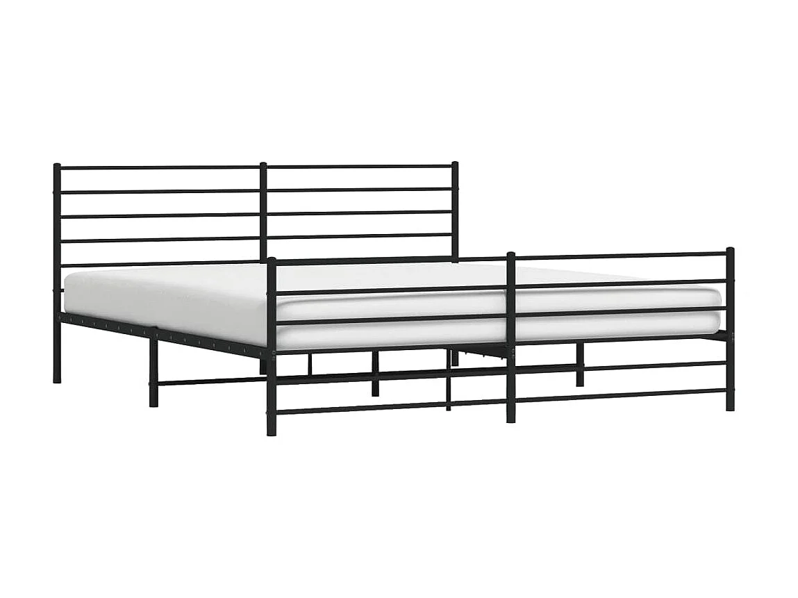 Lit-180x200 cm métal avec tête de lit/pied de lit noir EGGB37542